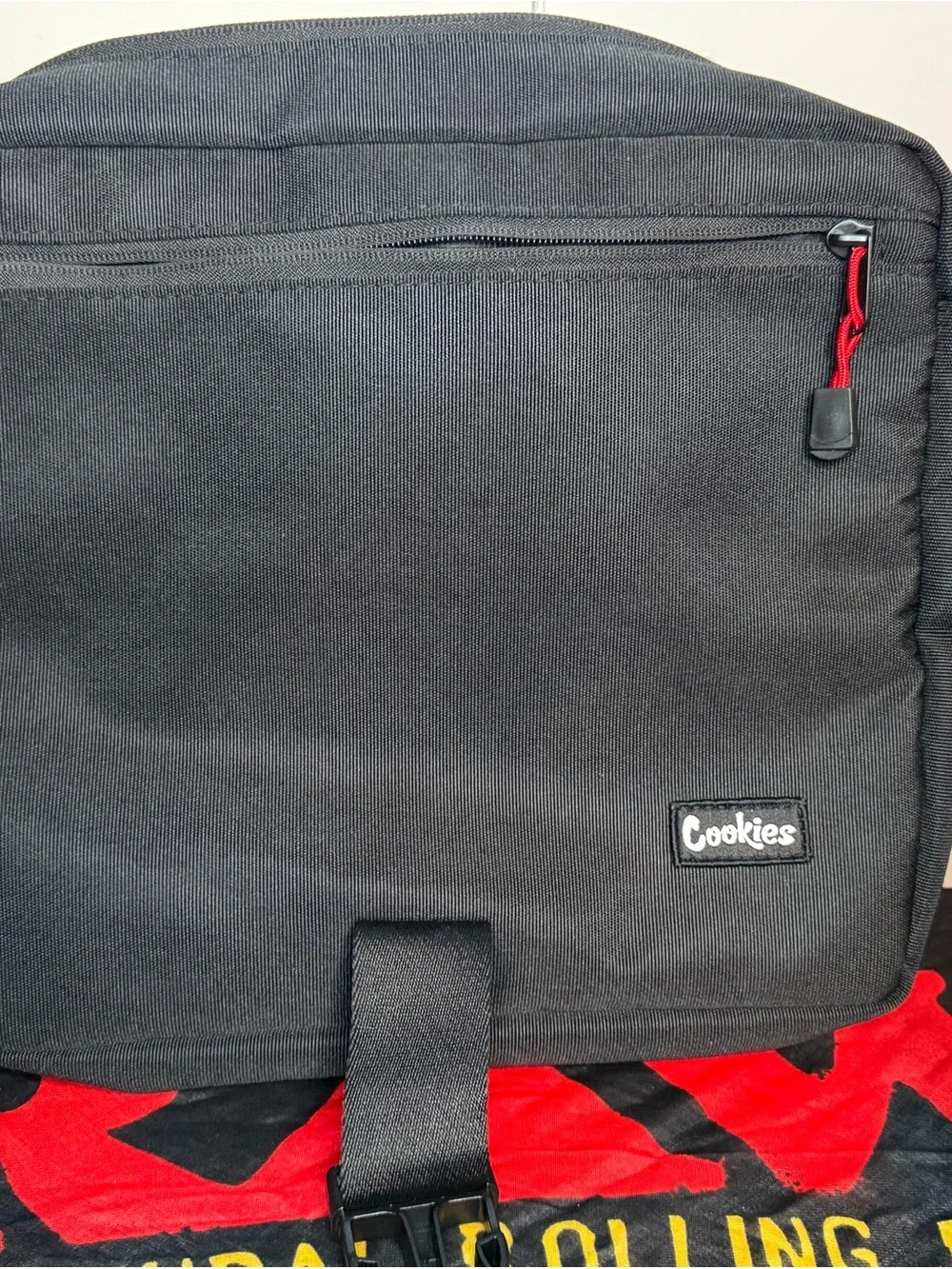 Cookies Black Messenger Bag with Reflective Trim